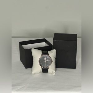 PX Leather Strap Watch, Black and Gold